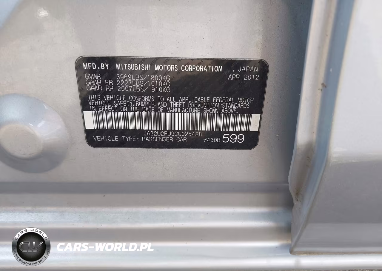 2012 Mitsubishi Lancer Es VIN:JA32U2FU9CU025428 - 9