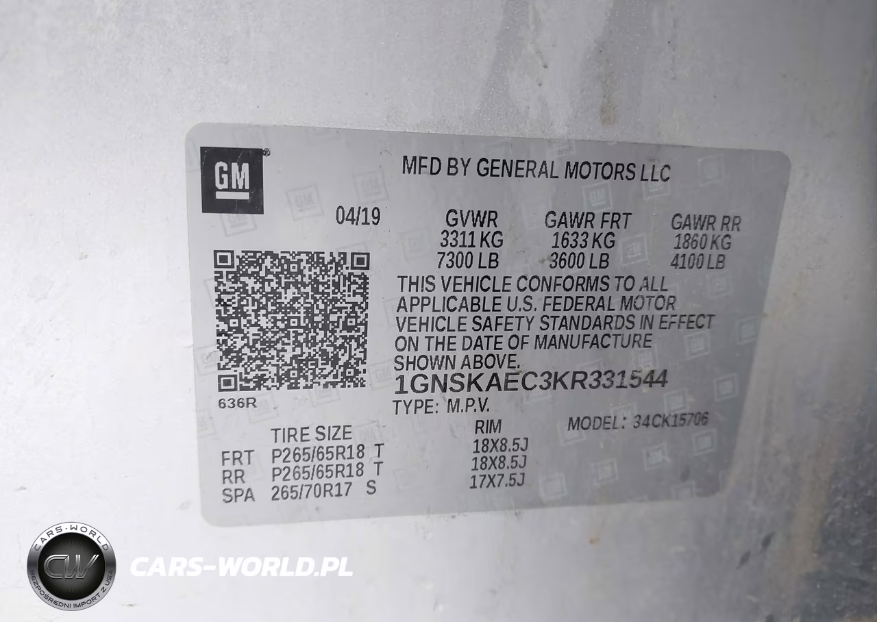 2019 Chevrolet Tahoe Ls VIN:1GNSKAEC3KR331544 - 9