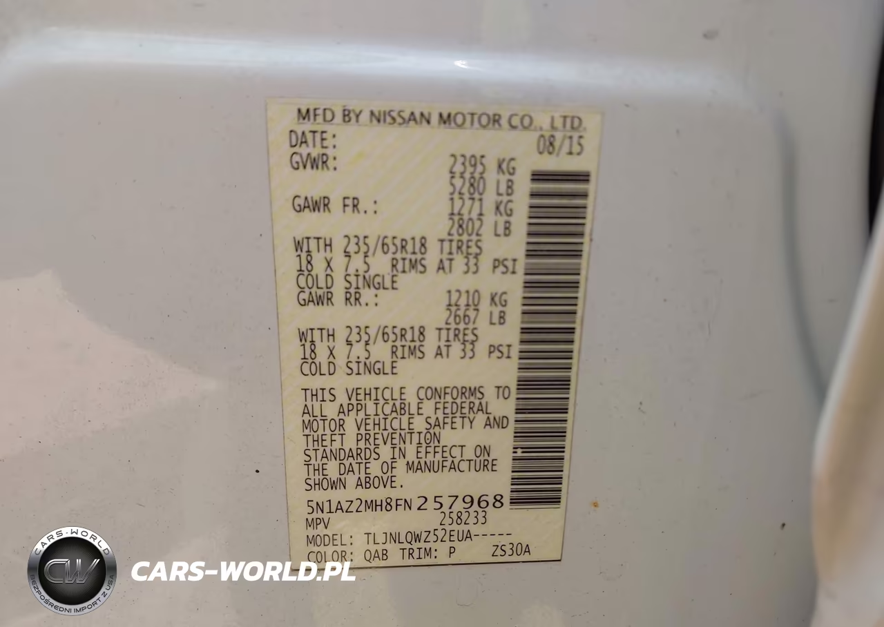 2015 Nissan Murano Sv VIN:5N1AZ2MH8FN257968 - 9