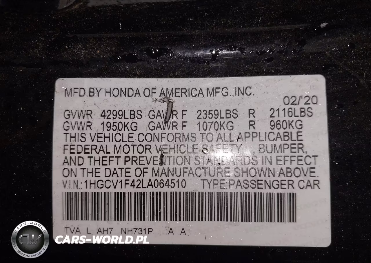2020 Honda Accord Ex VIN:1HGCV1F42LA064510 - 9