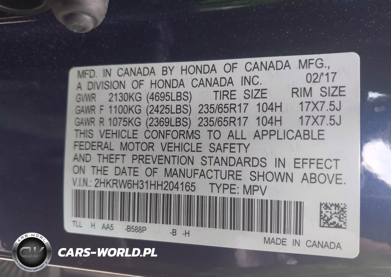 2017 Honda Cr-V Lx VIN:2HKRW6H31HH204165 - 9