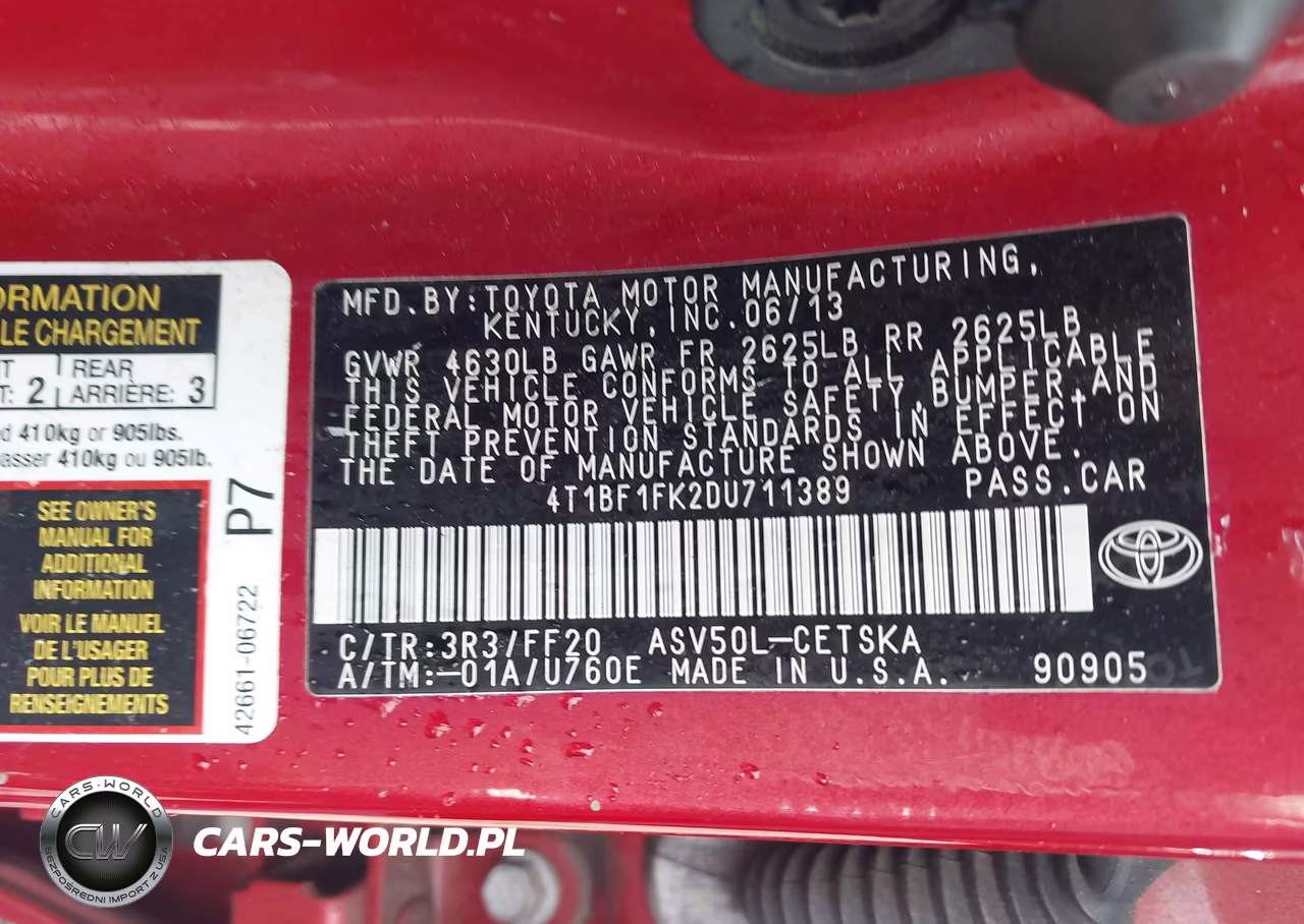 2013 Toyota Camry Se VIN:4T1BF1FK2DU711389 - 9
