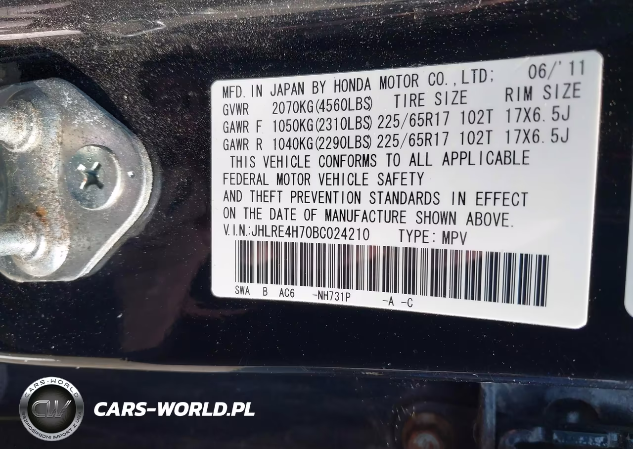 2011 Honda Cr-V Ex-L VIN:JHLRE4H70BC024210 - 9