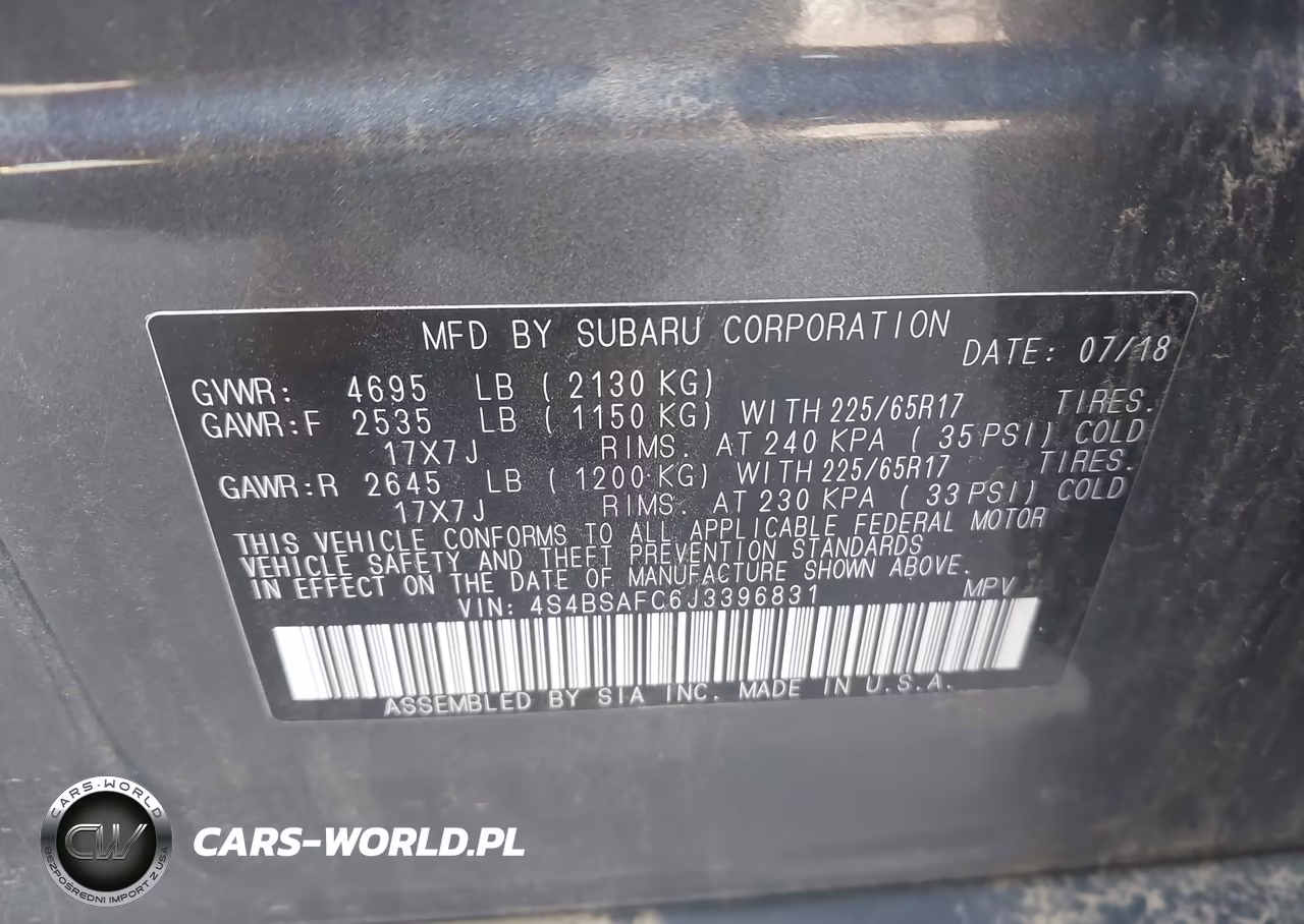 2018 Subaru Outback 2.5I Premium VIN:4S4BSAFC6J3396831 - 9