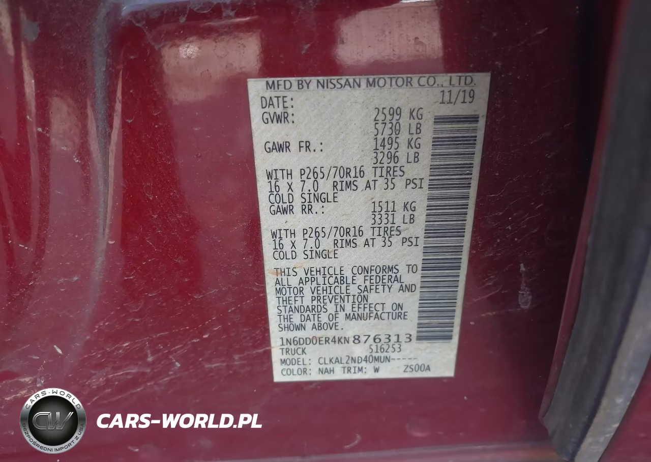 2019 Nissan Frontier Sv VIN:1N6DD0ER4KN876313 - 9