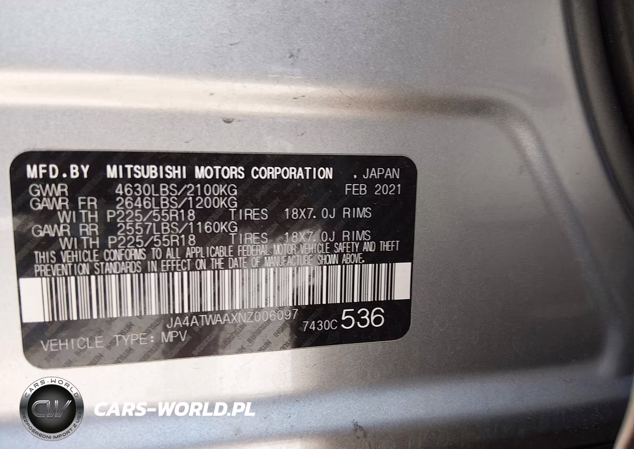 2022 Mitsubishi Eclipse Cross Se S-Awc-Se Special Edition S-Awc-Sel S-Awc-Sel Special Edition S-Awc VIN:JA4ATWAAXNZ006097 - 9