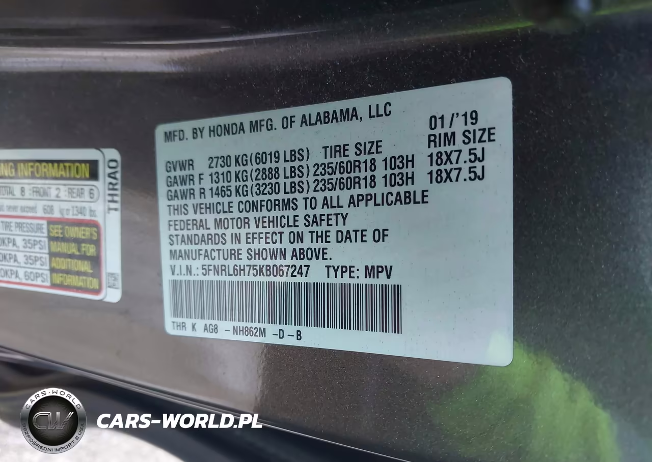 2019 Honda Odyssey Ex-L VIN:5FNRL6H75KB067247 - 9