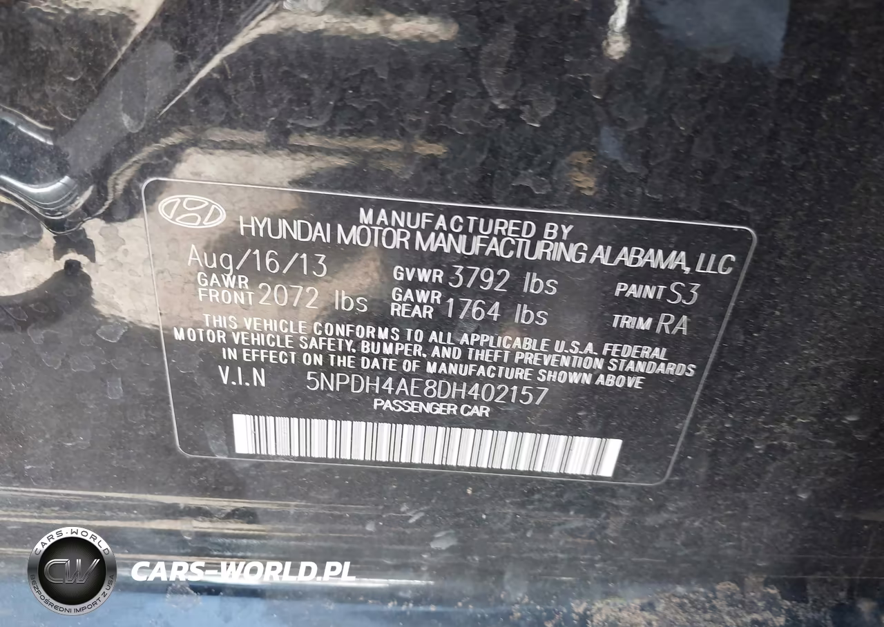 2013 Hyundai Elantra Gls VIN:5NPDH4AE8DH402157 - 9