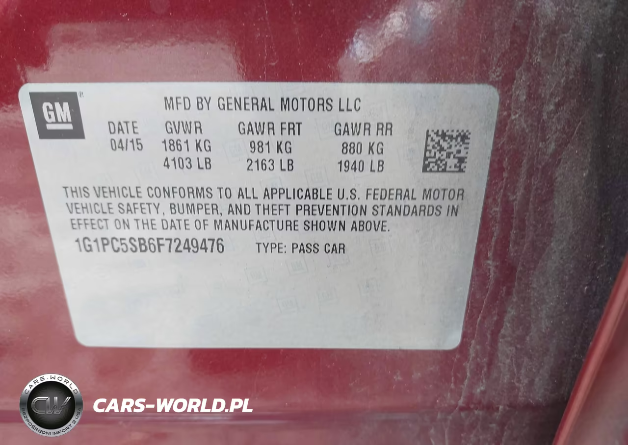 2015 Chevrolet Cruze 1Lt Auto VIN:1G1PC5SB6F7249476 - 9