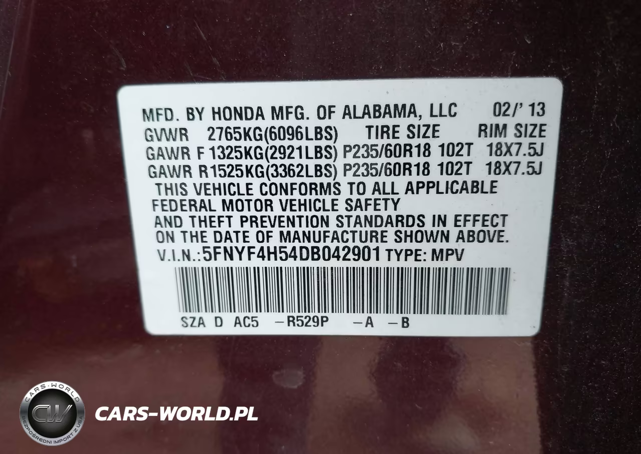 2013 Honda Pilot Ex-L VIN:5FNYF4H54DB042901 - 9