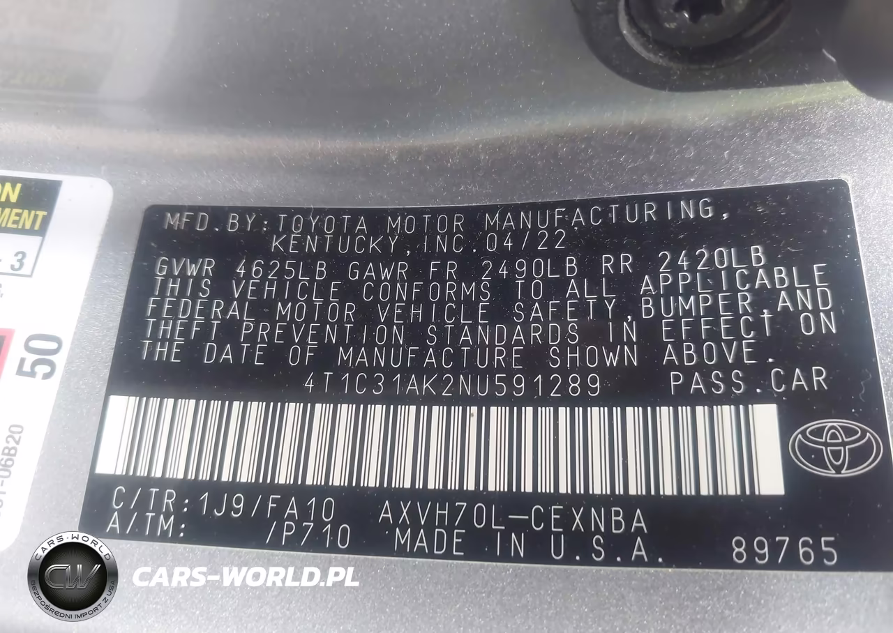2022 Toyota Camry Le Hybrid VIN:4T1C31AK2NU591289 - 9