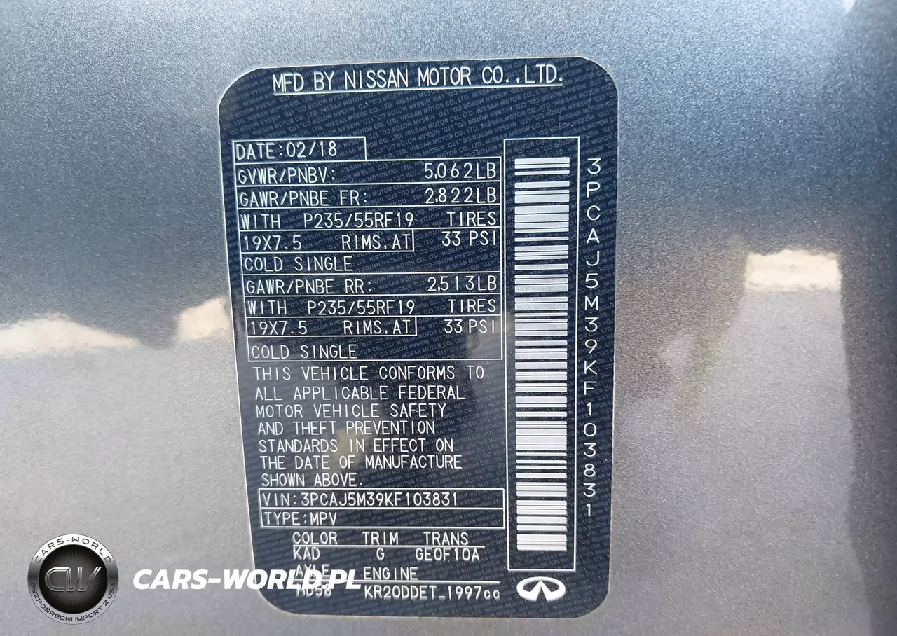 2019 Infiniti Qx50 Essential VIN:3PCAJ5M39KF103831 - 9