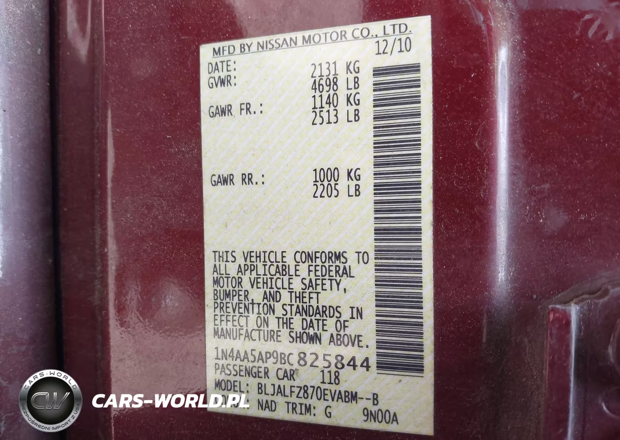 2011 Nissan Maxima 3.5 Sv VIN:1N4AA5AP9BC825844 - 9
