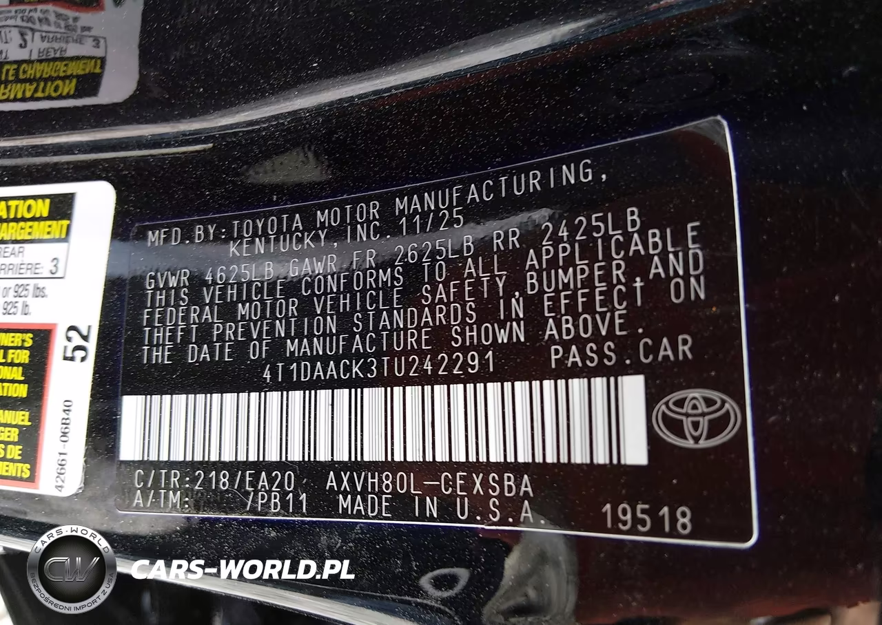 2026 Toyota Camry Se VIN:4T1DAACK3TU242291 - 9