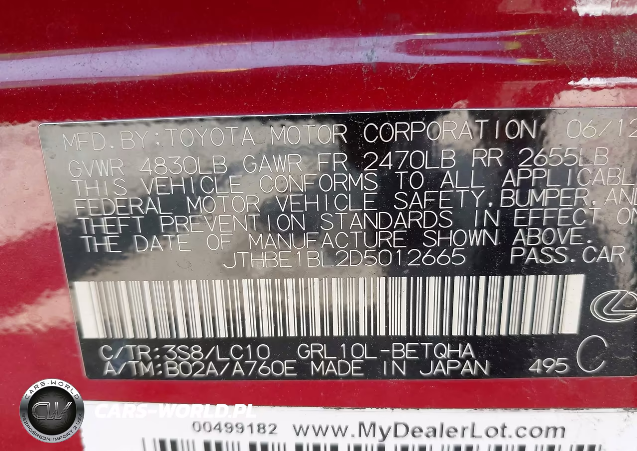 2013 Lexus Gs 350 VIN:JTHBE1BL2D5012665 - 9