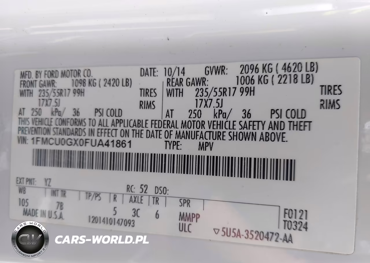 2015 Ford Escape Se VIN:1FMCU0GX0FUA41861 - 9