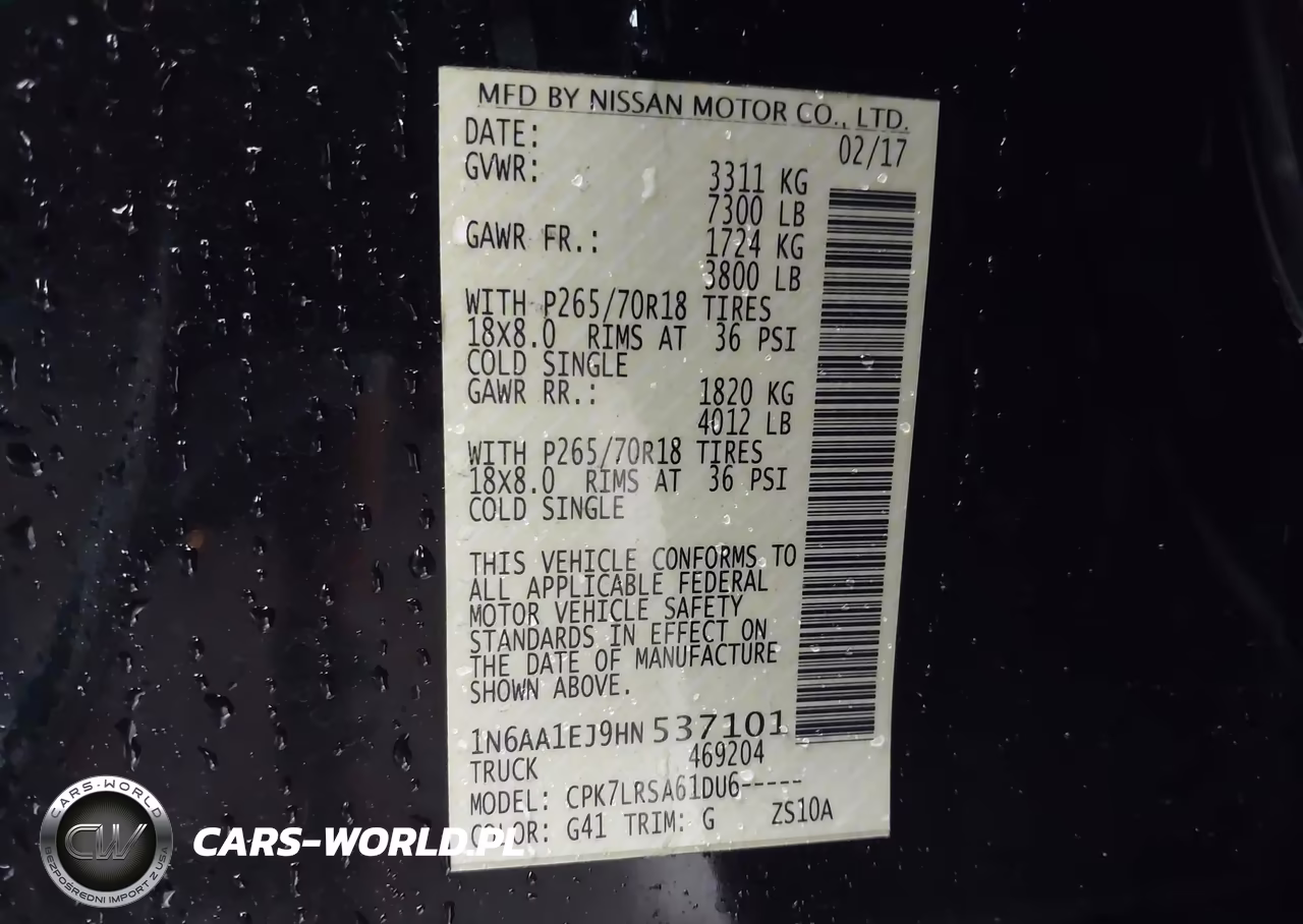 2017 Nissan Titan S VIN:1N6AA1EJ9HN537101 - 9