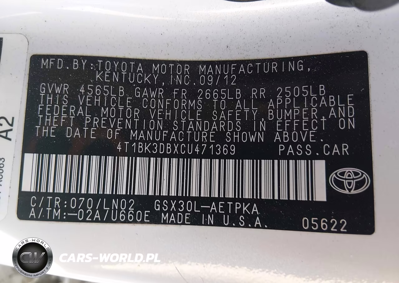 2012 Toyota Avalon Limited VIN:4T1BK3DBXCU471369 - 9