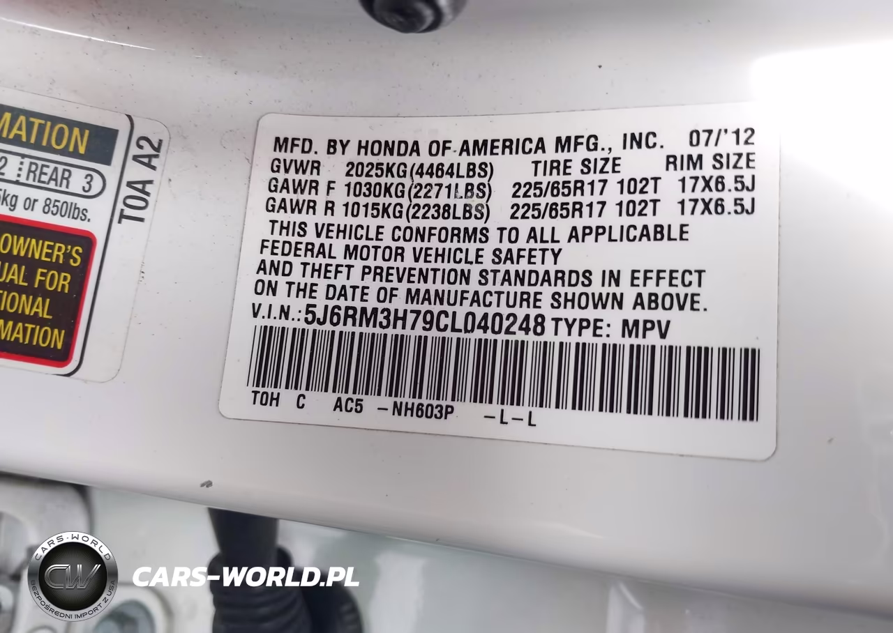 2012 Honda Cr-V Ex-L VIN:5J6RM3H79CL040248 - 9