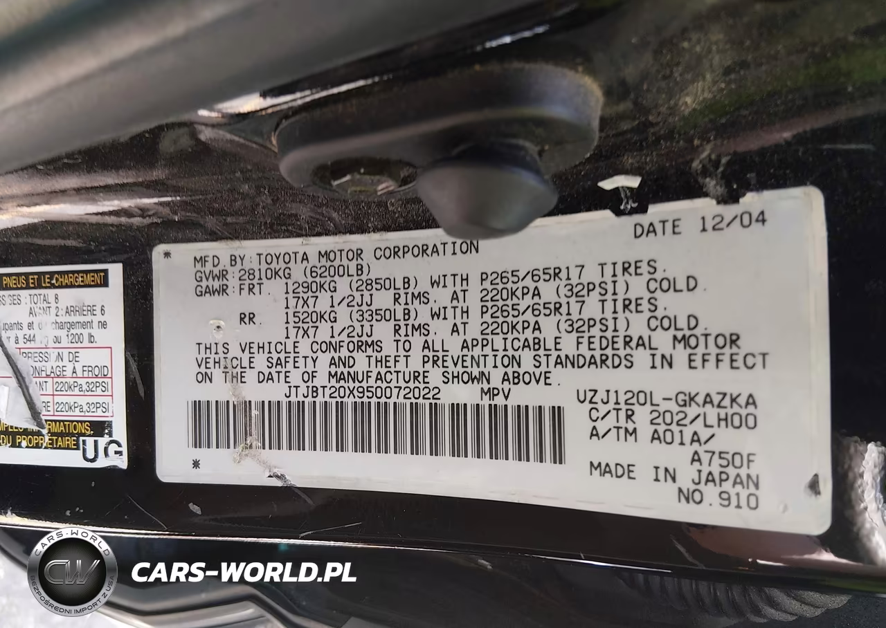 2005 Lexus Gx 470 VIN:JTJBT20X950072022 - 9