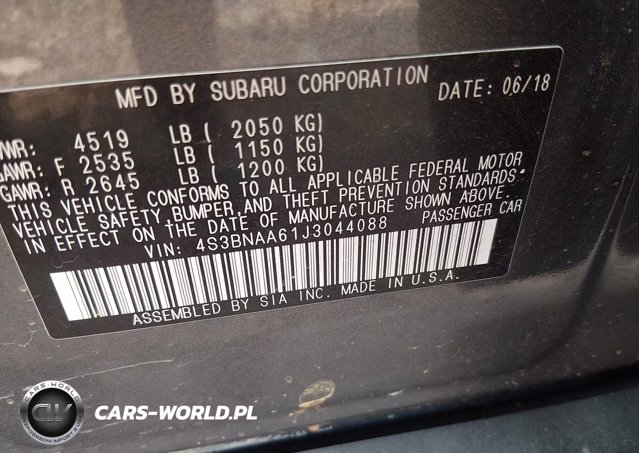 2018 Subaru Legacy 2.5I VIN:4S3BNAA61J3044088 - 9