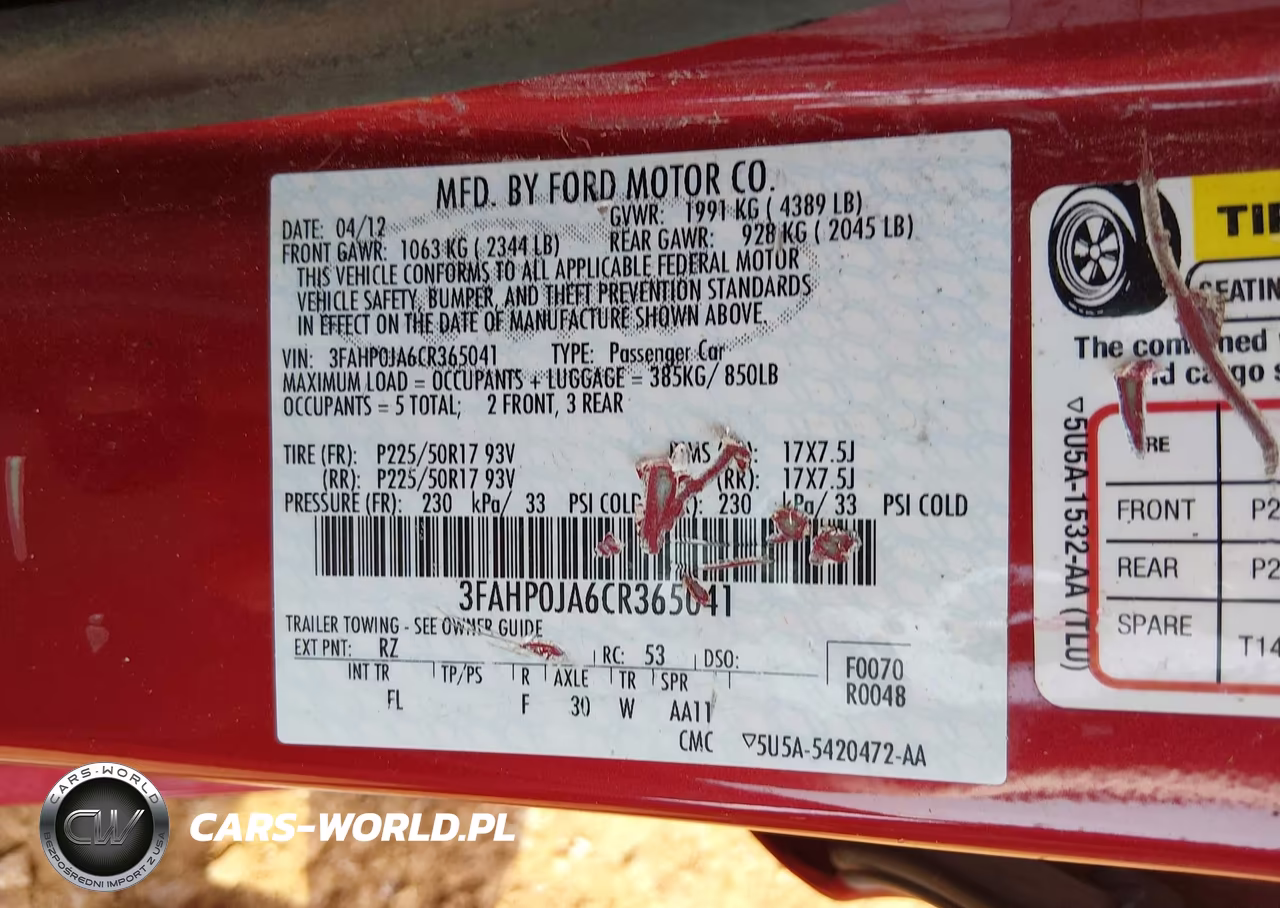 2012 Ford Fusion Sel VIN:3FAHP0JA6CR365041 - 9