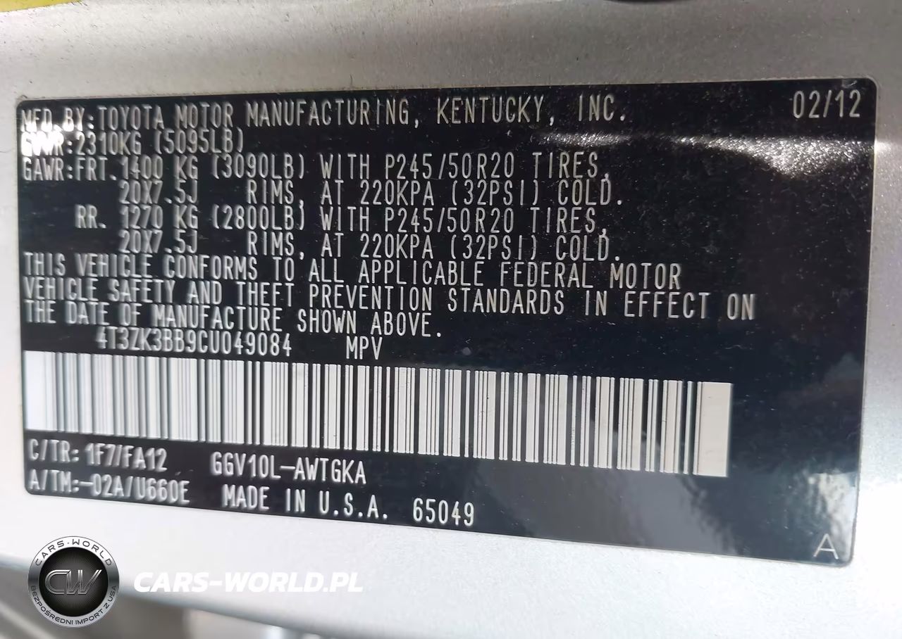 2012 Toyota Venza Le V6 VIN:4T3ZK3BB9CU049084 - 9