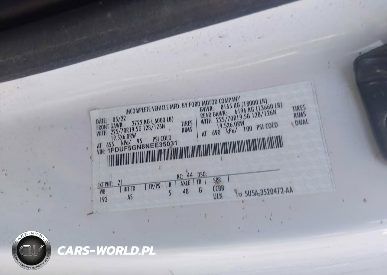 2022 Ford F-550 Chassis Xl VIN:1FDUF5GN8NEE35031 - 9