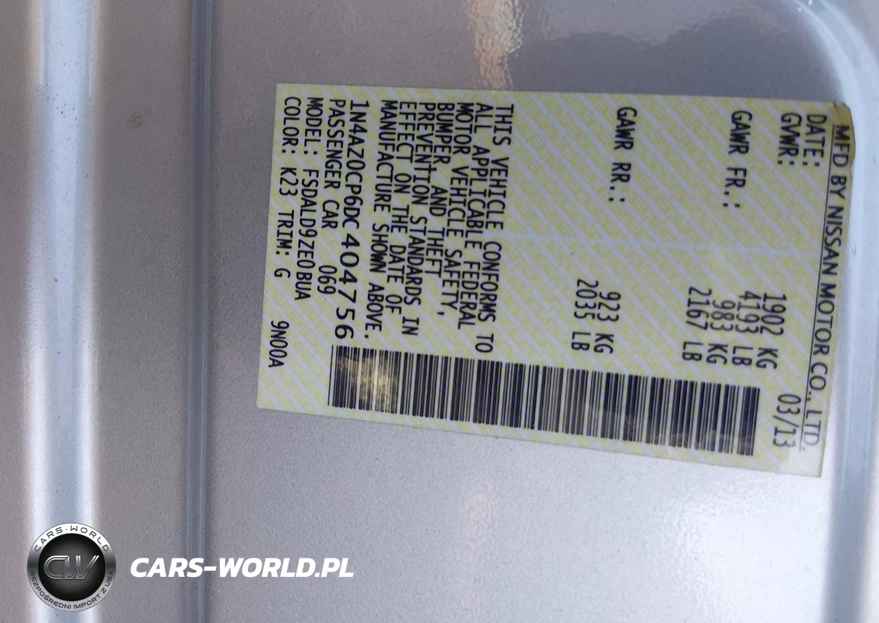 2013 Nissan Leaf Sv VIN:1N4AZ0CP6DC404756 - 9