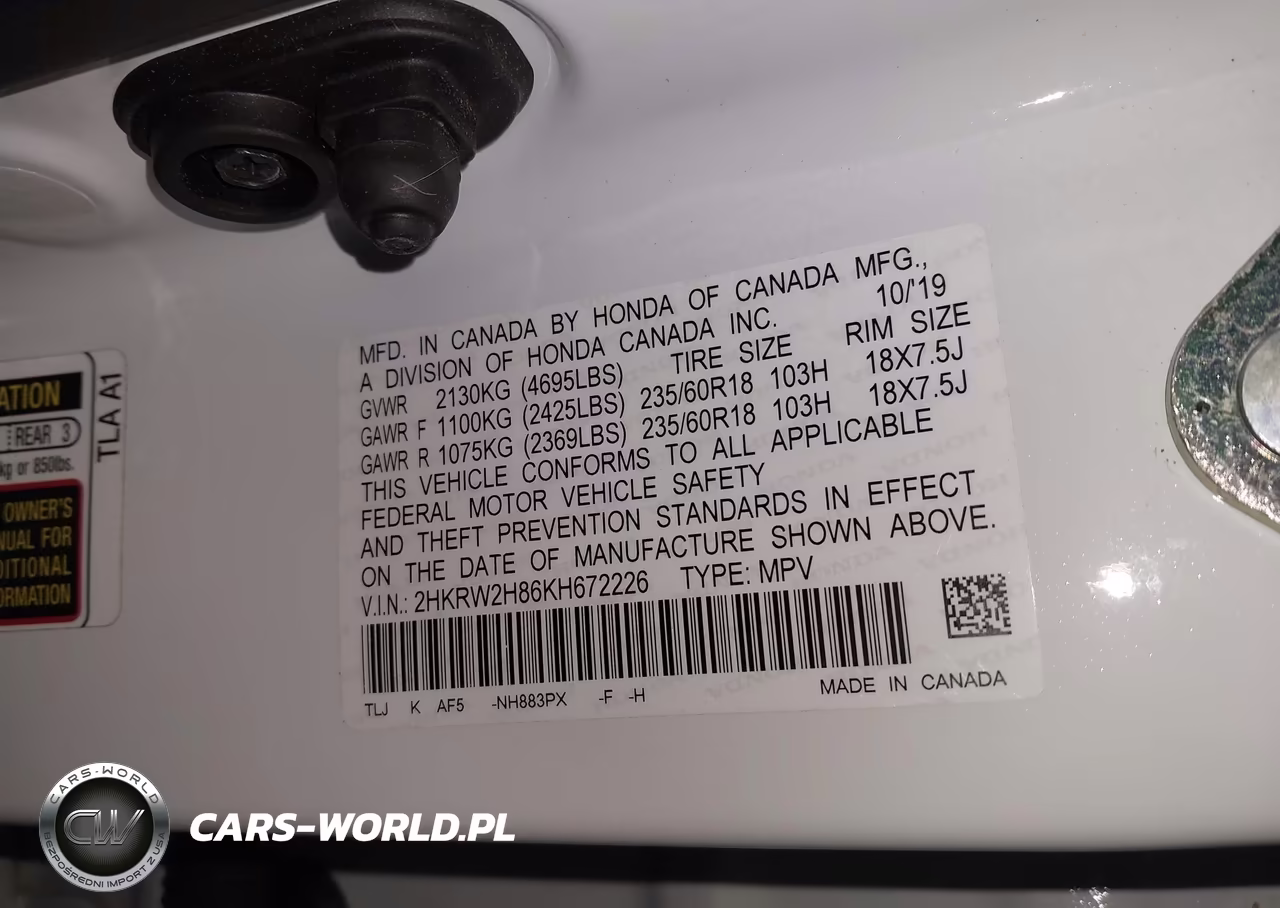 2019 Honda Cr-V Ex-L VIN:2HKRW2H86KH672226 - 9