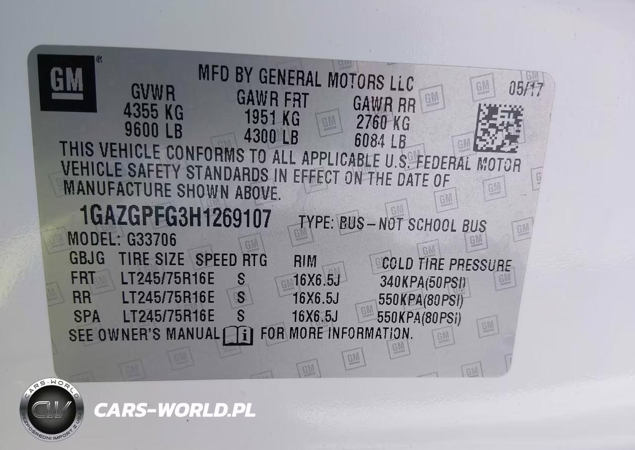 2017 Chevrolet Express 3500 Lt VIN:1GAZGPFG3H1269107 - 9