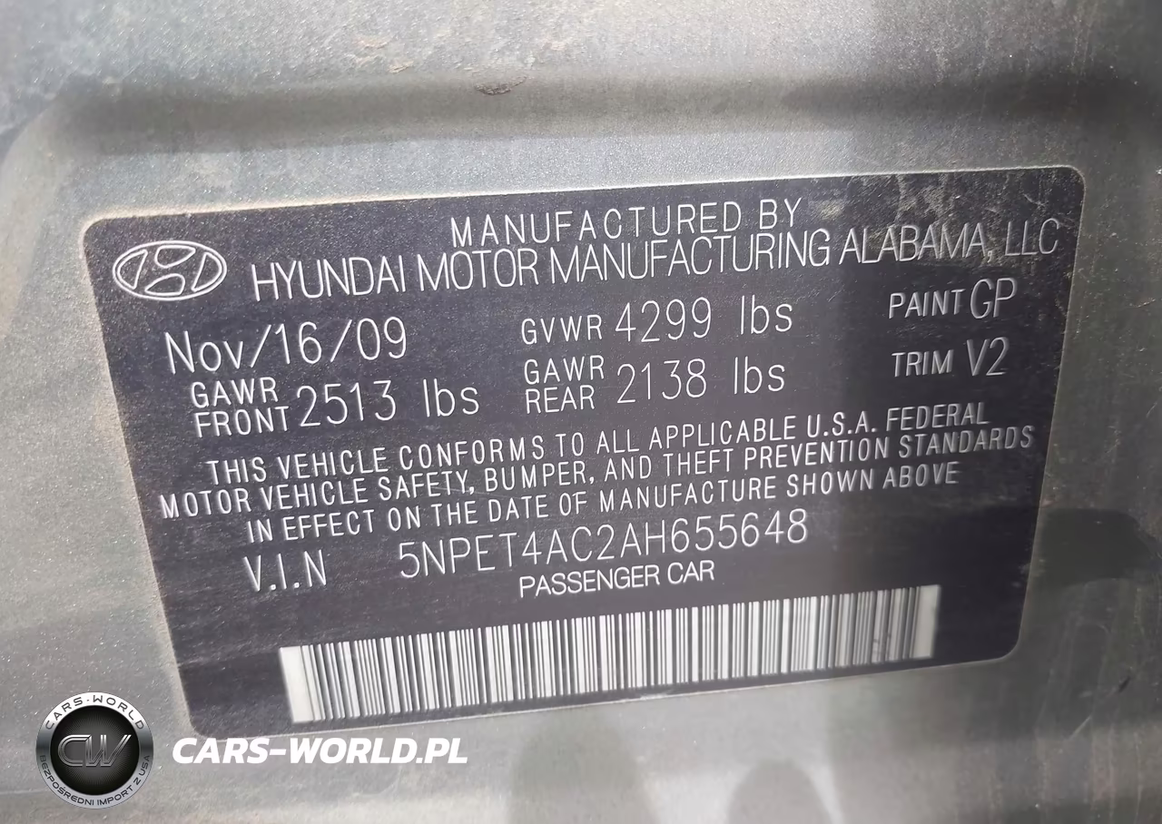 2010 Hyundai Sonata Gls VIN:5NPET4AC2AH655648 - 9