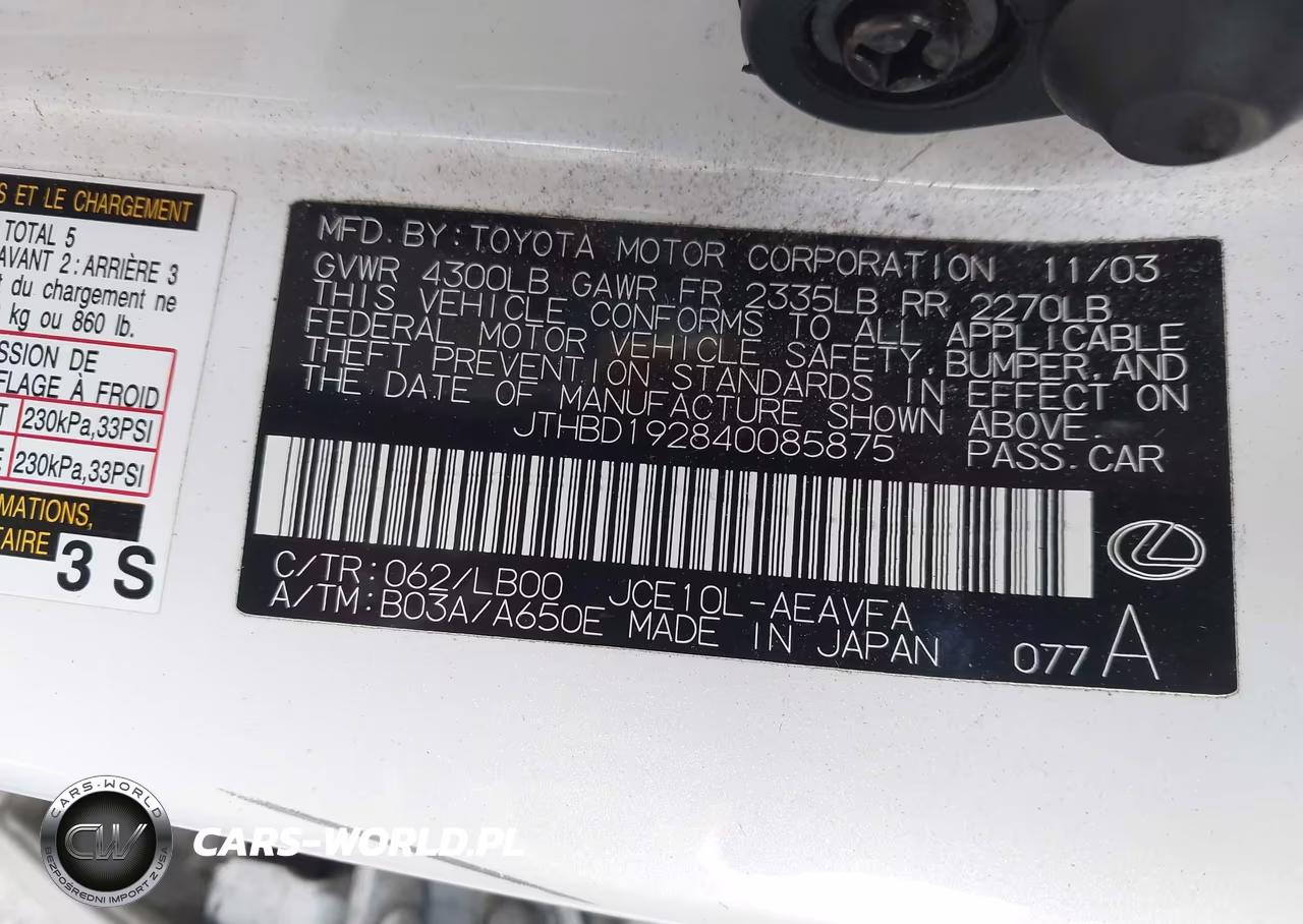 2004 Lexus Is 300 VIN:JTHBD192840085875 - 9