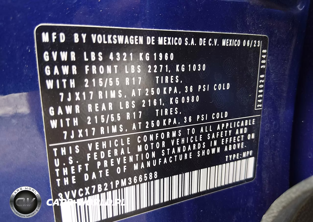 2023 Volkswagen Taos 1.5T S VIN:3VVCX7B21PM366588 - 9