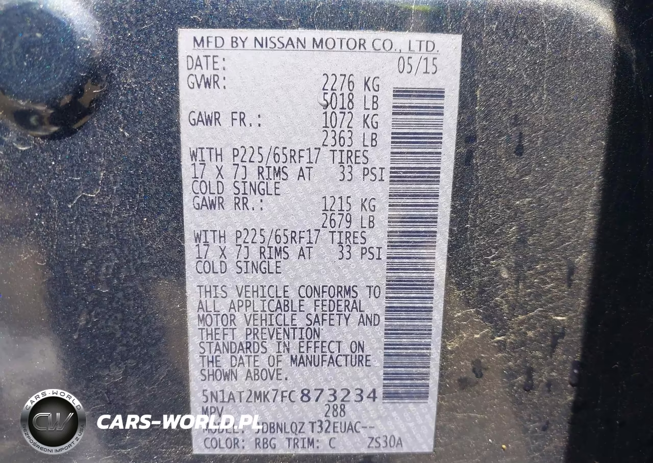2015 Nissan Rogue Sv VIN:5N1AT2MK7FC873234 - 9