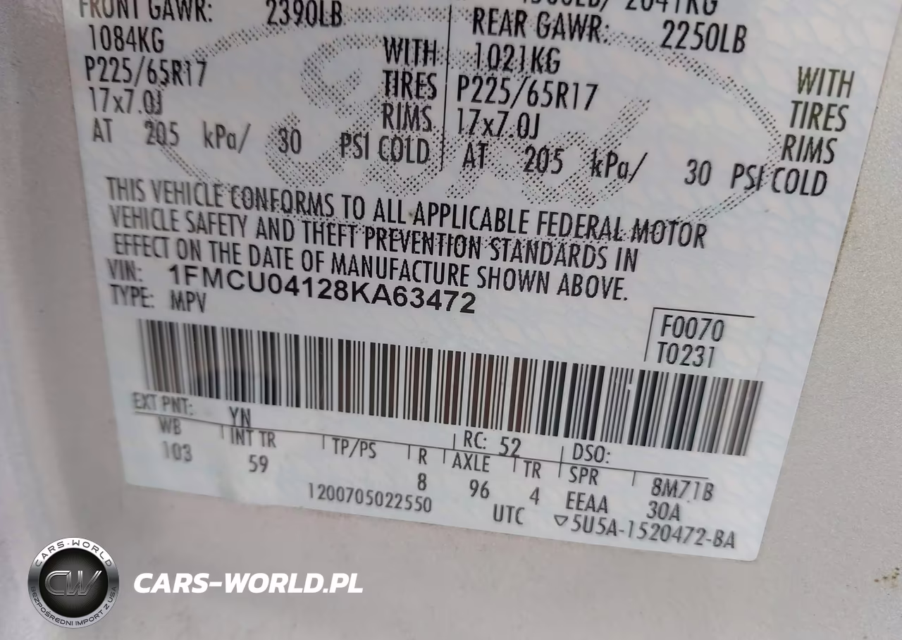 2008 Ford Escape Limited VIN:1FMCU04128KA63472 - 9