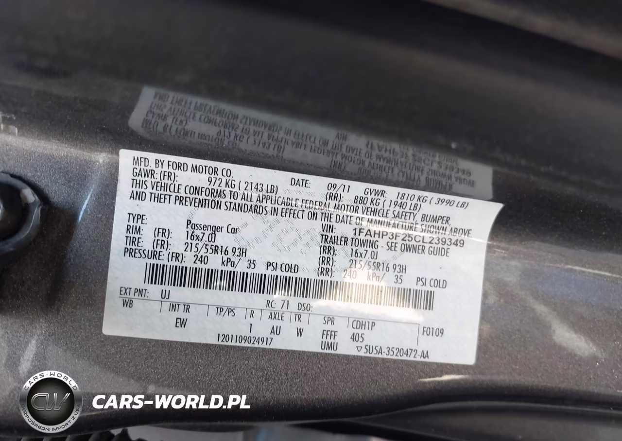 2012 Ford Focus Se VIN:1FAHP3F25CL239349 - 9