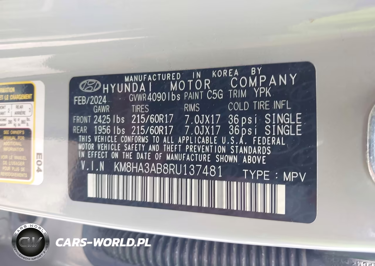 2024 Hyundai Kona Se VIN:KM8HA3AB8RU137481 - 9