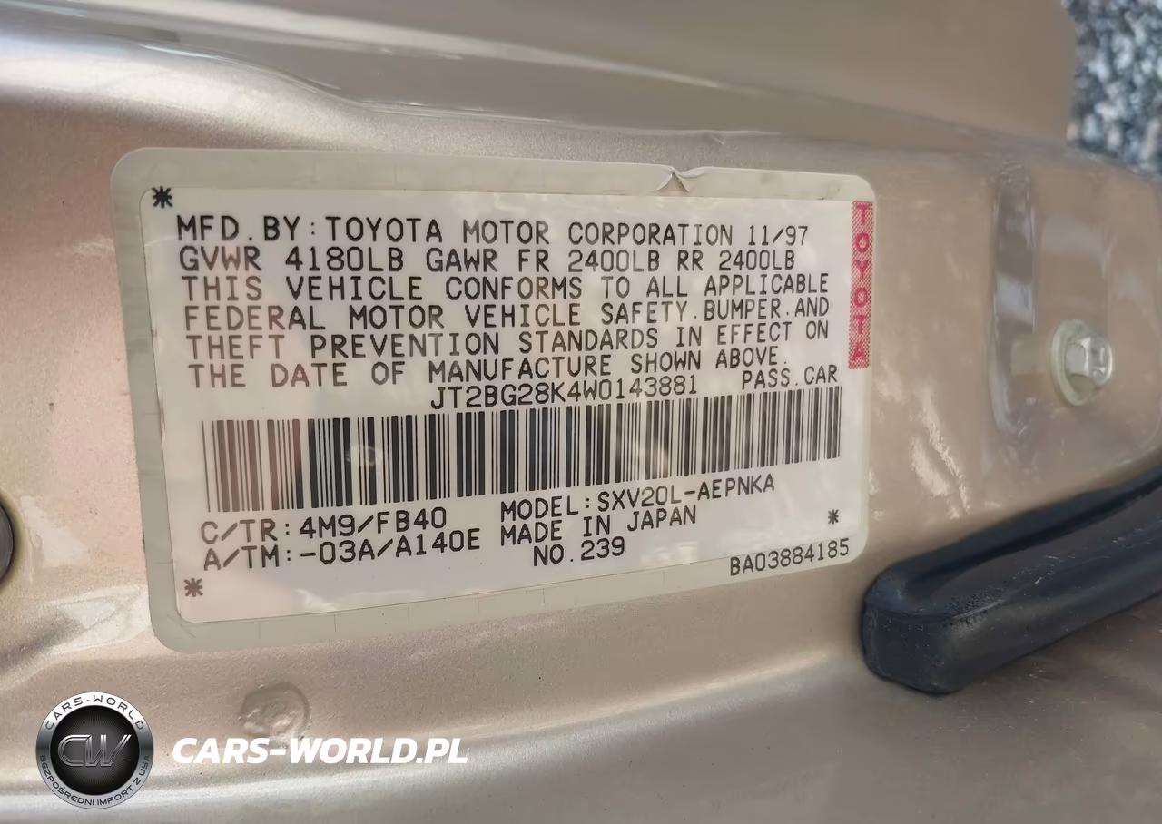 1998 Toyota Camry Le VIN:JT2BG28K4W0143881 - 9