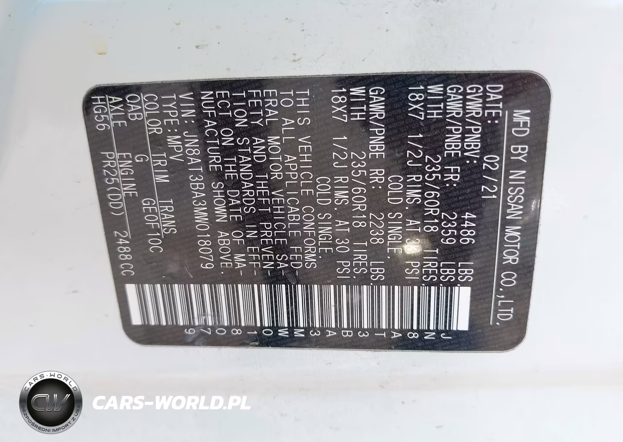 2021 Nissan Rogue Sv Fwd VIN:JN8AT3BA3MW018079 - 9