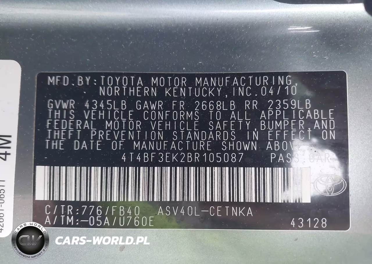 2011 Toyota Camry Le VIN:4T4BF3EK2BR105087 - 9