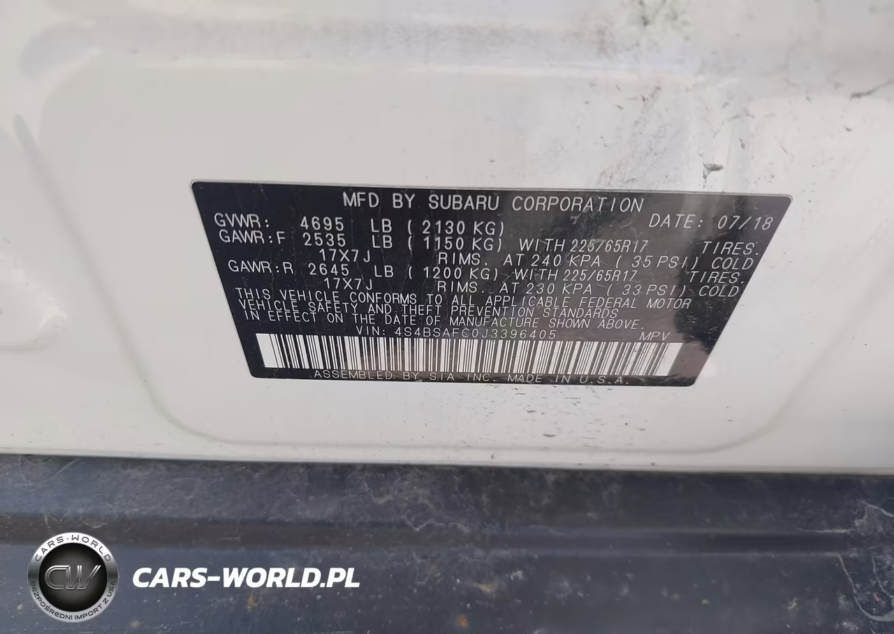 2018 Subaru Outback 2.5I Premium VIN:4S4BSAFC0J3396405 - 9