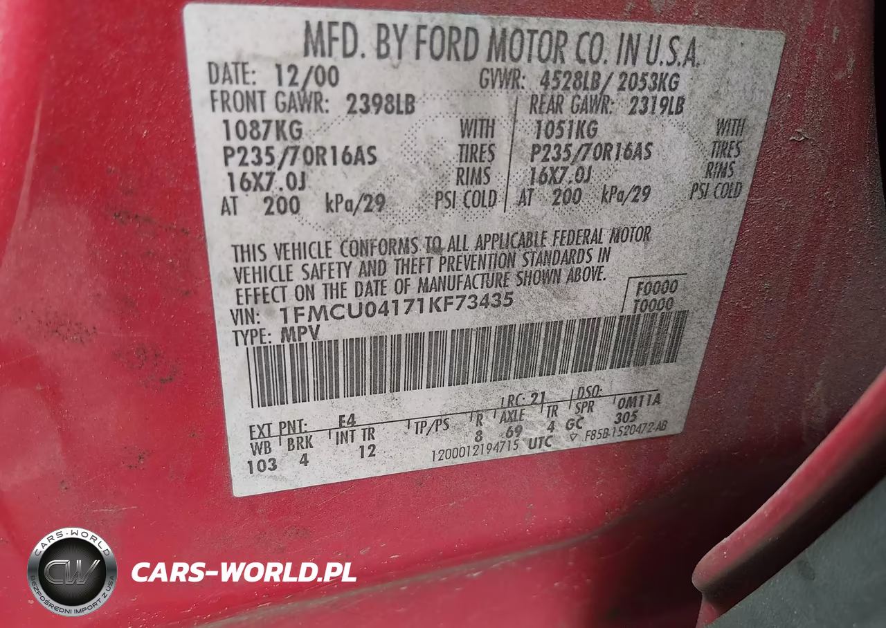2001 Ford Escape Xlt VIN:1FMCU04171KF73435 - 9
