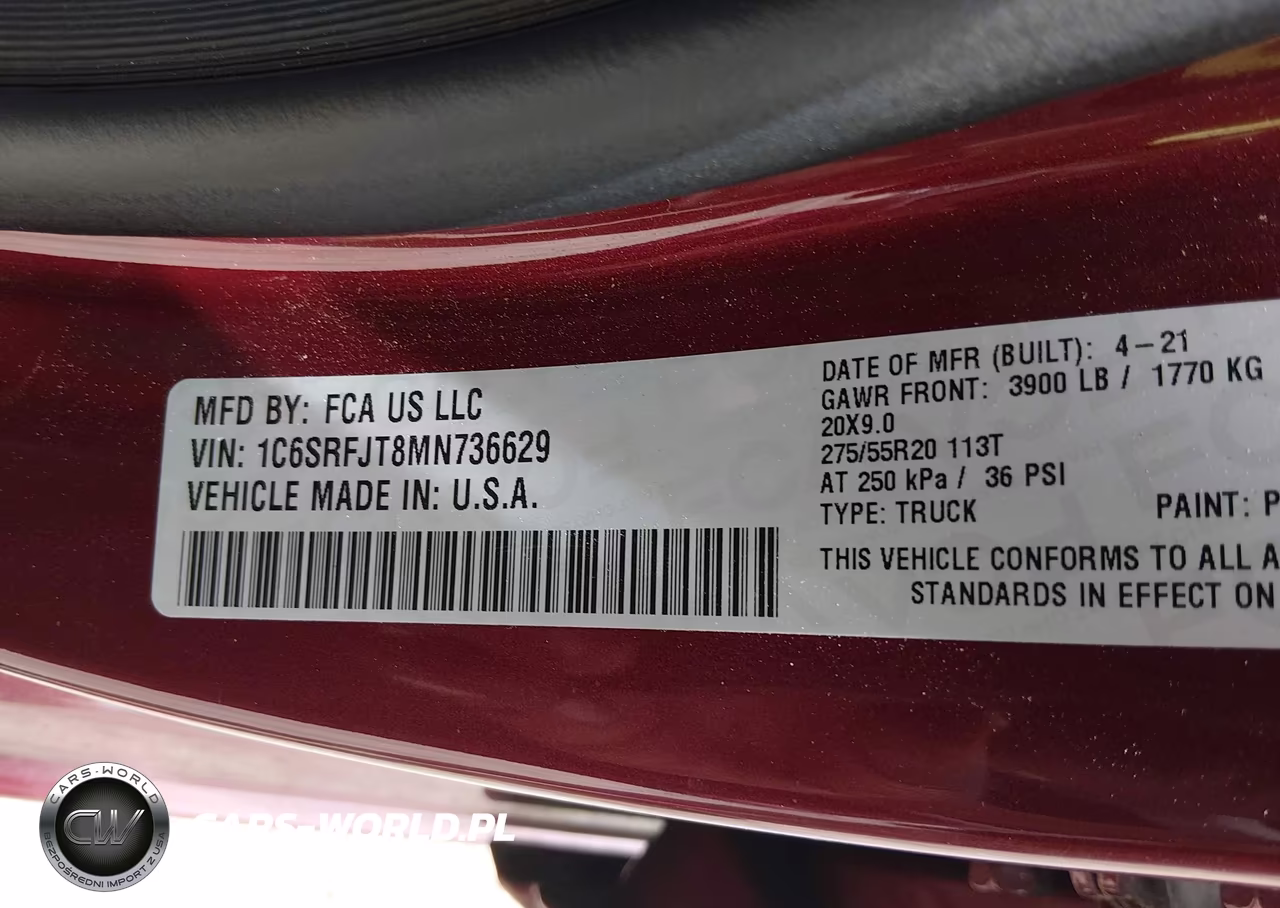 2021 Ram 1500 Laramie 4X4 5'7 Box VIN:1C6SRFJT8MN736629 - 9