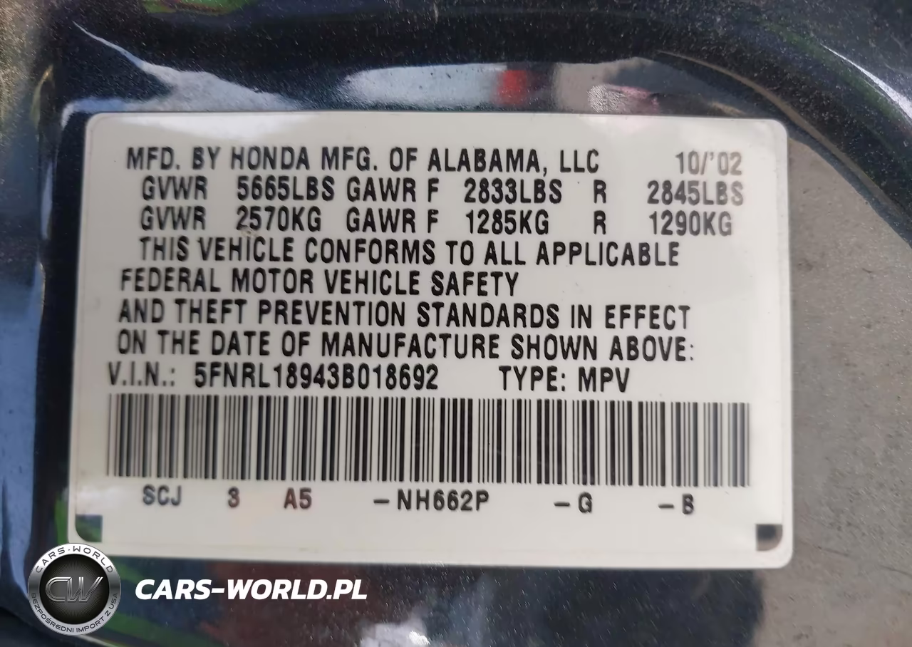 2003 Honda Odyssey Ex-L VIN:5FNRL18943B018692 - 9