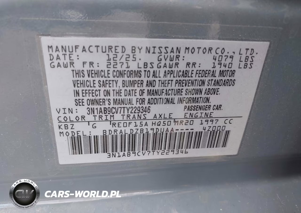 2026 Nissan Sentra Sv VIN:3N1AB9CV7TY229346 - 9