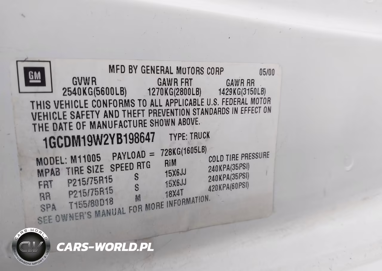 2000 Chevrolet Astro VIN:1GCDM19W2YB198647 - 9