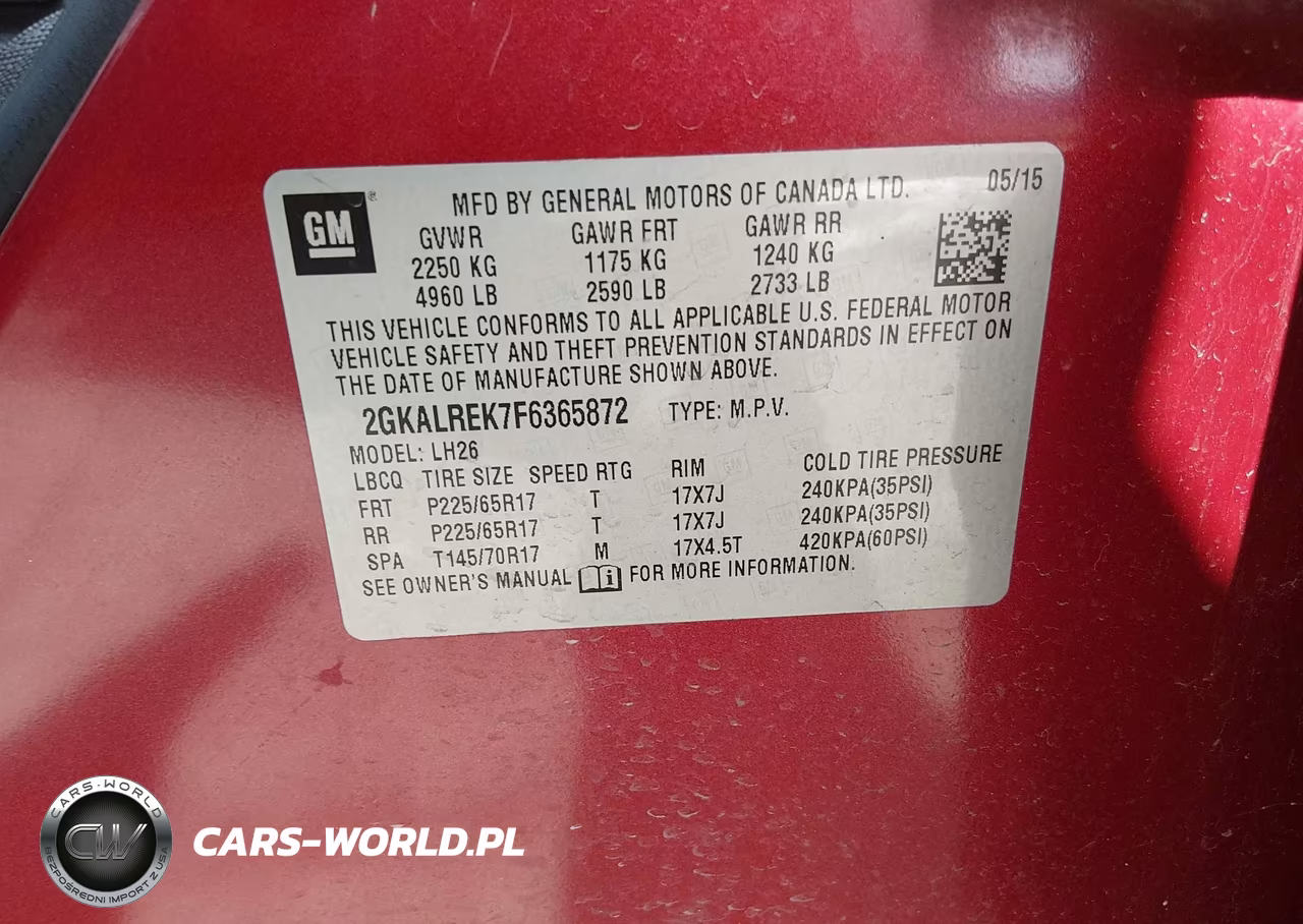2015 GMC Terrain Sle-2 VIN:2GKALREK7F6365872 - 9