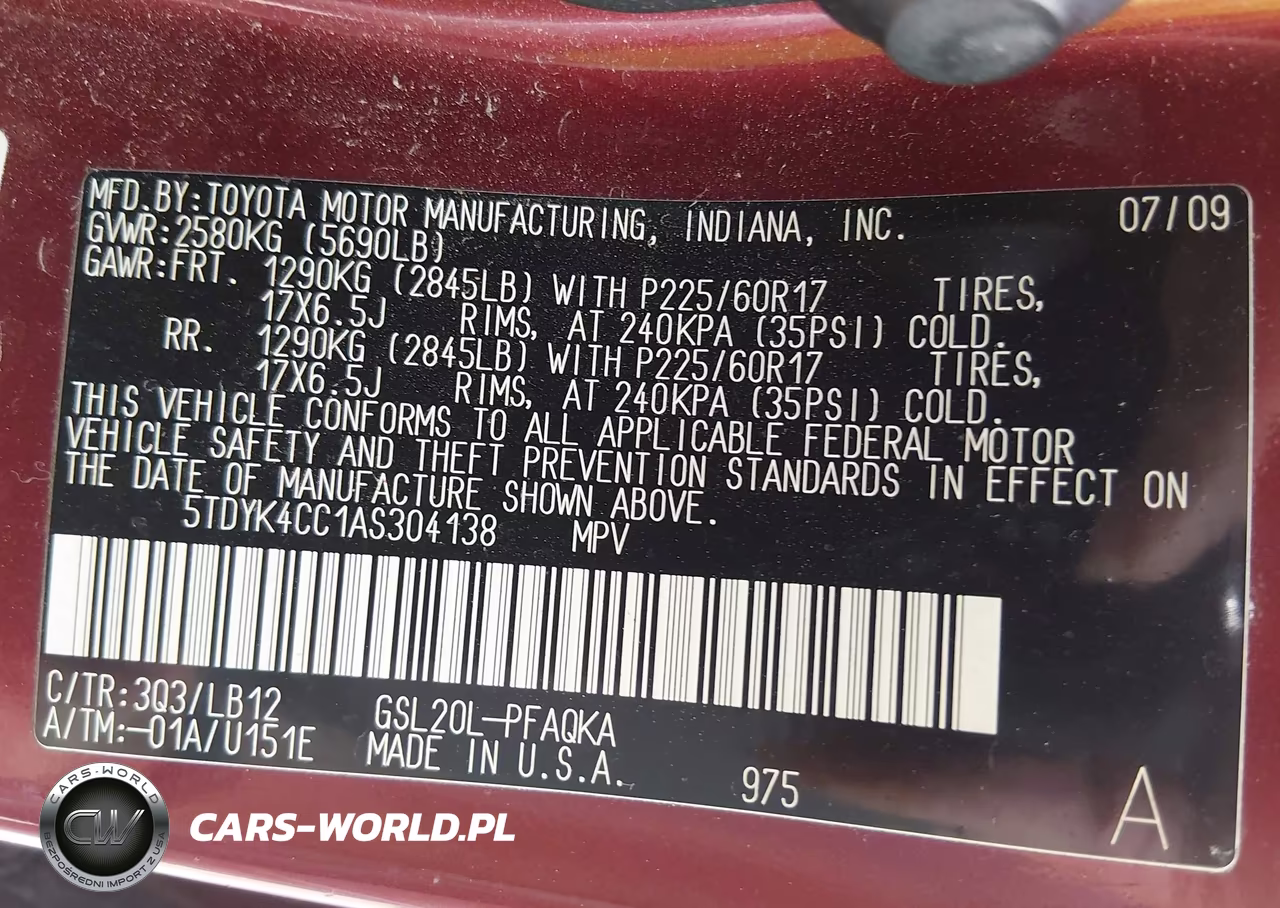 2010 Toyota Sienna Xle VIN:5TDYK4CC1AS304138 - 9