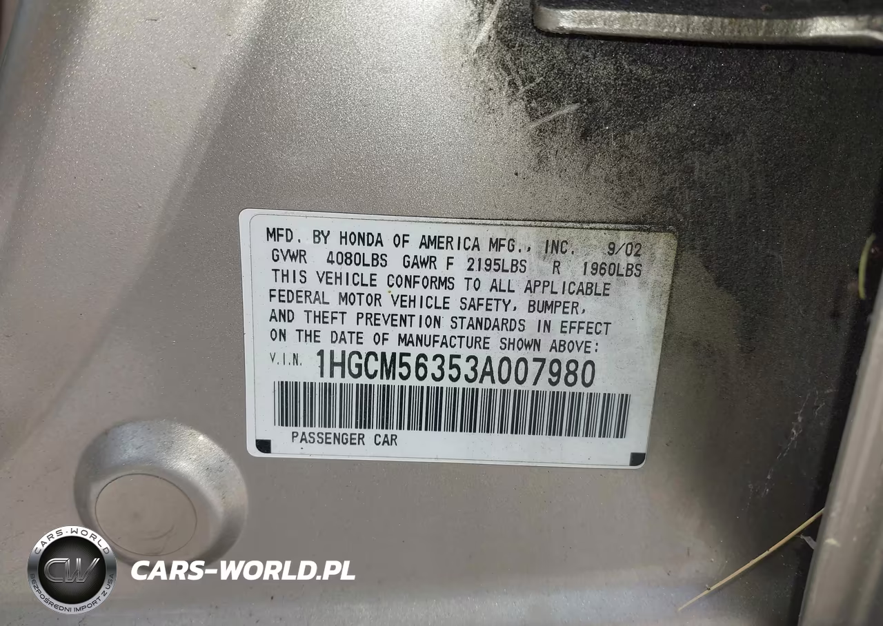 2003 Honda Accord Sdn Lx VIN:1HGCM56353A007980 - 9